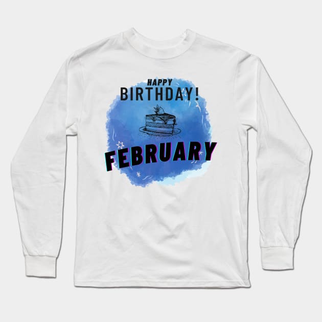 Birthday February #2 Long Sleeve T-Shirt by Butterfly Dira